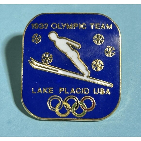 1932  USA Olympic Team Lake Placid Ski Jumping  Lapel  Pin 1990's re-issue - Picture 1 of 2